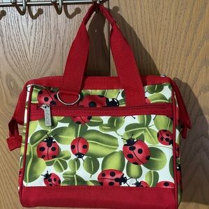 Sachi insulated lunch bag Ladybug Print Red and Green